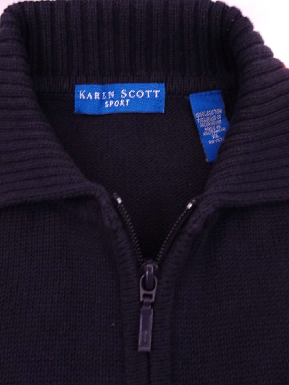 Karen Scott 4th July Zip Cardigan XL Blue USA Flag Made in Australia Patriotic - Picture 7 of 9